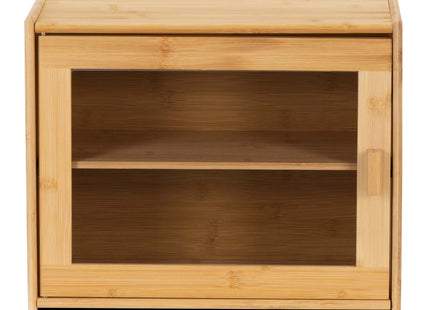 Broodtrommel Voor Op Het Aanrecht - Broodmand - Bamboe Deksel - 2 Laags - Zwart - 20 X 39 X 31 CM