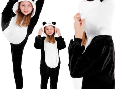 Onesie Kinderen | Panda | Maat 125/140 | Zwart/Wit