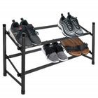 Springos Schoenenrek | 8 - 16 Paar Schoenen | 2 Laags | Kunststof/Metaal | Uitschuifbaar | Zwart