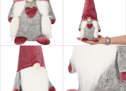 Kerstkabouter - Kerstdwerg - Kerstversiering - Grijs/Roze - 55 cm