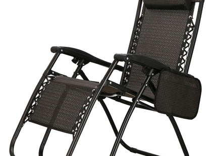 Tuinstoel | Ligstoel | Opvouwbaar | Verstelbaar | Ergonomische Hoofdsteun | Bruin/Zwart