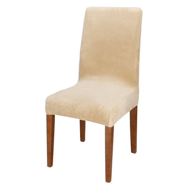 Velvet Stoelhoes - Voor Eetkamerstoelen - Met Stretch - Licht Beige