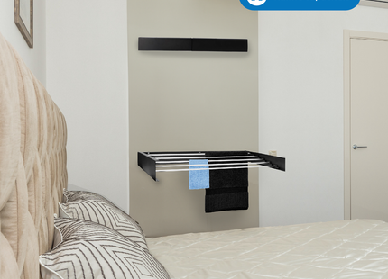 Wanddroogrek - XXL Model - Wasrek - Inklapbaar - Uitschuifbaar - 100 cm - 5 Meter Drooglengte - Zwart