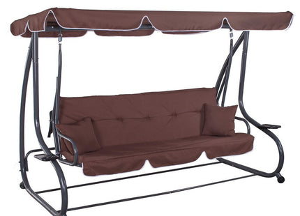 Schommelbank | Linda-Schommel | 4-zits | Waterafstotend | Inclusief 2 Kussens | Verstelbare Luifel | 241 x 120 x 162 cm | Bruin