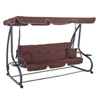 Schommelbank | Linda-Schommel | 4-zits | Waterafstotend | Inclusief 2 Kussens | Verstelbare Luifel | 241 x 120 x 162 cm | Bruin