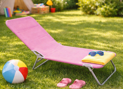 Ligbed | Strandstoel | Ligstoel | Verstelbaar | 126 x 48 x 24 Cm | Roze