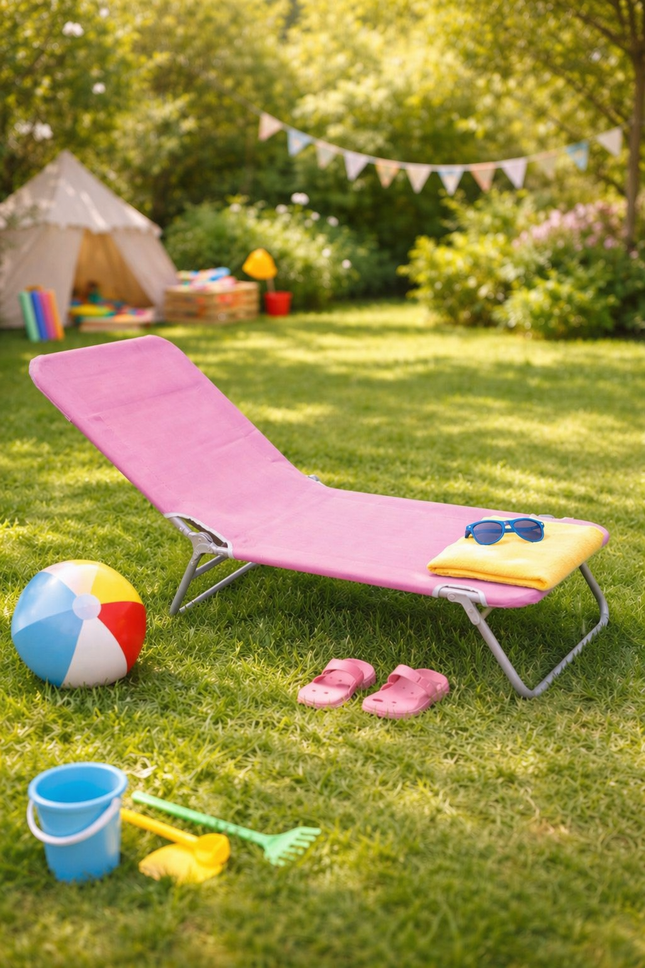 Ligbed | Strandstoel | Ligstoel | Verstelbaar | 126 x 48 x 24 Cm | Roze