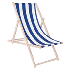 Ligbed | Strandstoel | Ligstoel | Verstelbaar | Beukenhout | Handgemaakt | Blauw/Wit