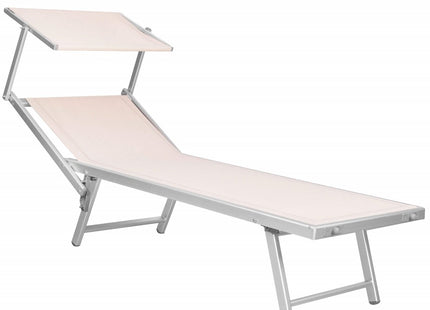 Ligbed | Ligstoel | Zonnebed | Inclusief Luifel | Beige