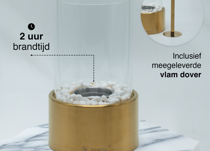 Bio Ethanol Sfeerhaard | Tafelhaard | Binnen & Buiten | Rond | Goud | ⌀ 15 CM