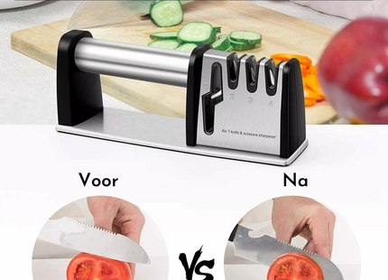 4-in-1 Professionele Messenslijper | Doortrekslijper | Anti Slip | Schaarslijper & Messen Slijper | RVS