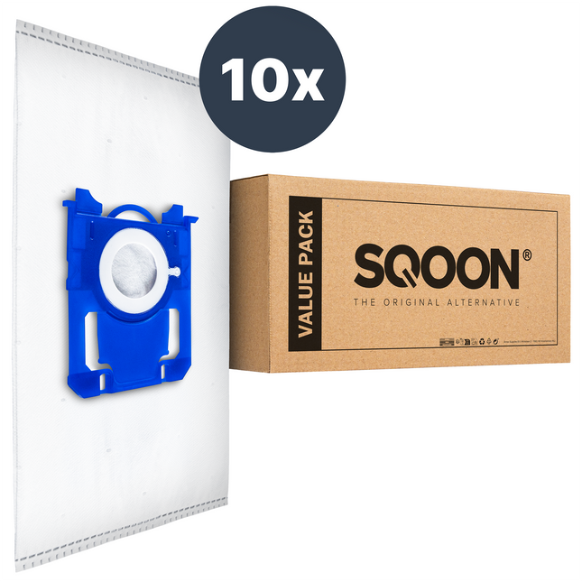 SQOON® Stofzuigerzakken Geschikt voor AEG VX6 / VX7, Philips & Electrolux Standard Bag 3-D – Met Vernieuwde Aansluiting - 10 stuks