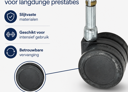 SQOON® Zwenkwiel 50 mm geschikt voor Numatic PPR / PPT / WV / CVC / GVE – Vervanger voor 204111