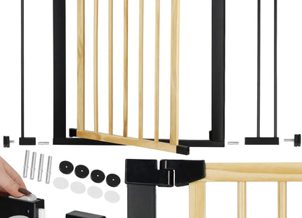 Traphekje | 75 - 103 cm | Traphek | Veiligheidshekje | Metaal | Hout | Zwart/Bruin