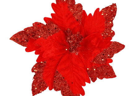 Kunstbloem | Kerst | Ster van Bethlehem |  Rood | Glitters