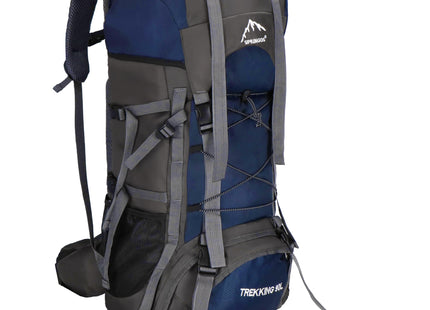 Backpack - Rugzak - Multifunctioneel - Kamperen - Reizen - Regenhoes - 90 Liter - Grijs/Blauw