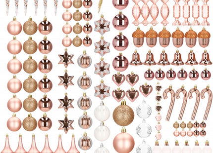 Kerstballen | 153 Stuks | Rosé/Goud/Wit