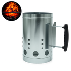 Houtskoolstarter - Brikettenstarter - BBQ snelstarter - Barbecue aanwakkeren - Briketten starter - BBQ starter - Barbeque - RVS - 17 x 27,5 cm - Zilver