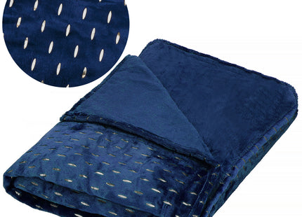 Plaid | Sprei | Deken | 200 x 150 cm | Pluche | Blauw/ Goud