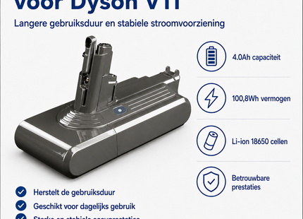 SQOON® Accu geschikt voor Dyson V11 – 25.2V 4.0Ah Li-ion vervangingsaccu