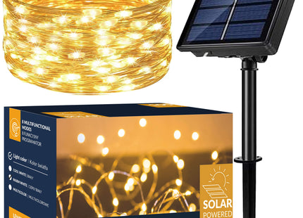 Kerstboomverlichting | met 100 LED Lampjes | 12 M | Warm Wit | Zonne-energie