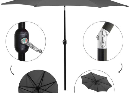 Parasol | Parasols | Kantelbaar | Met Ventilatie | Antraciet | Ø300 cm