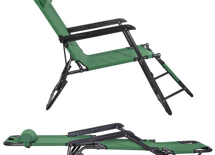 Tuinstoelen | Ligstoel | Ligbed | Verstelbaar | Inclusief Hoofdsteun | 2 Stuks | Groen