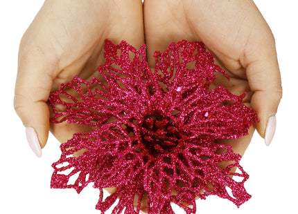 Kunstbloem - Kunststof - Roze - Glitters - 13 cm