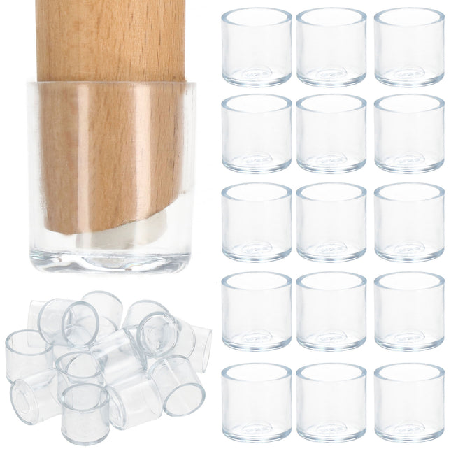 Stoelpoot Doppen - Stoelpootbeschermer - Vloerbeschermer - PVC - Transparant - 16 Stuks