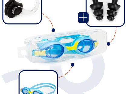 Duikbril - Zwembril - Kinderduikbril - Inclusief Oordoppen En Neusklem - Verstelbaar - Unisex - Blauw