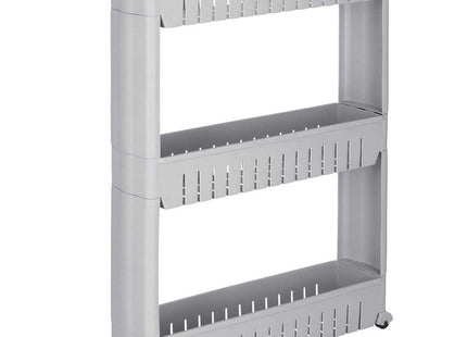 Keukentrolley Op Wieltjes | Badkamer Trolley | Opbergrek | 3 Niveaus | 70 x 54 x 12.5 cm | Grijs