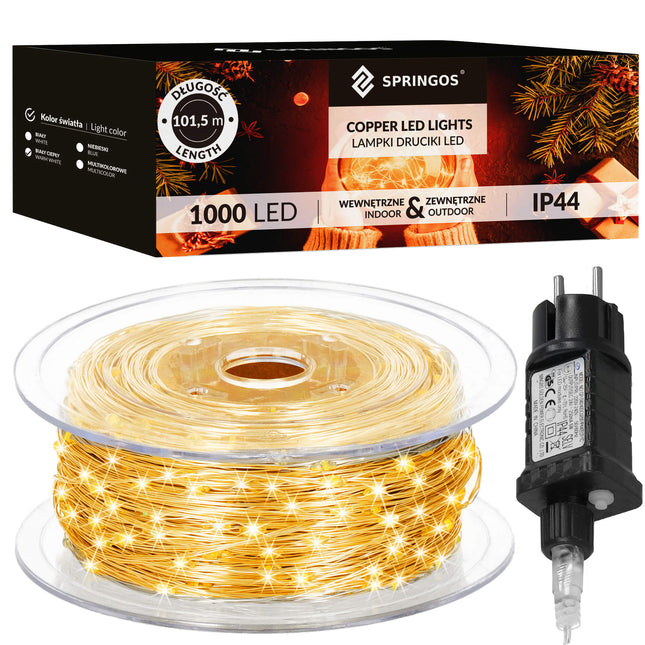Kerstboomverlichting | Met 1000 LED Lampjes | Draden | Warm Wit | Zwart
