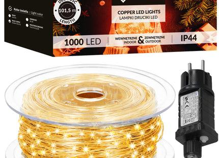 Kerstboomverlichting | Met 1000 LED Lampjes | Draden | Warm Wit | Zwart