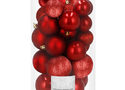 Kerstballen | 30 Stuks | 6/5/4 cm | Rood