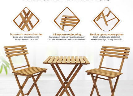 Tuinset | Tuintafel | Tuinstoelen | 3-delig | Opvouwbaar | Bruin