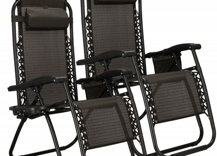 Tuinstoelen | Ligstoel | Opvouwbaar | Verstelbaar | Ergonomische Hoofdsteun | 2 Stuks | Bruin/Zwart