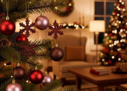 Kerstballen | 40 Stuks | 5/6/7 cm | Violet