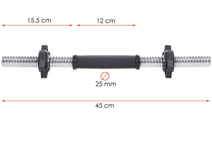 Korte Halterstang | Barbell | Chroomstaal | 45 cm | 0.8KG