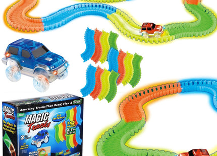 Racebaan - LED Verlichte Raceauto - 220 Delen - Glow In The Dark