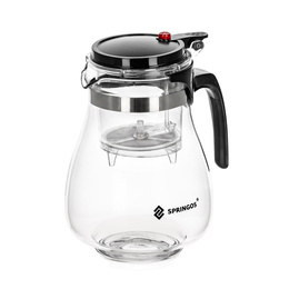 Springos Theepot | Glazen Theepot met Filter | Dubbel Zetsysteem | 1,65 L