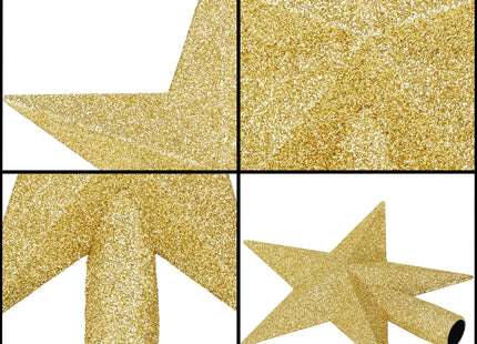 Kerstboom Piek | Ster | 19 cm | Glitter | Goud