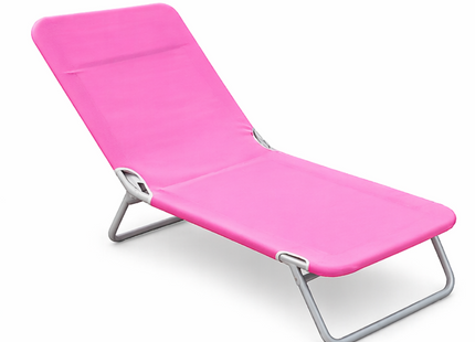 Ligbed | Strandstoel | Ligstoel | Verstelbaar | 126 x 48 x 24 Cm | Roze