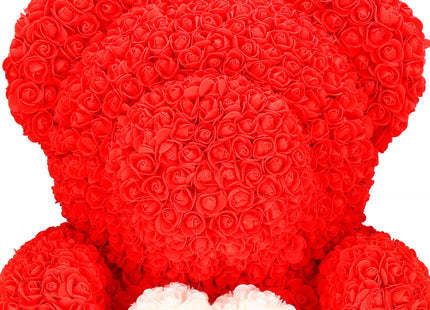 Rozen Beer | Rozenbeer | Rose Bear | Rozen Teddybeer | Liefde | Inclusief Giftbox | 68 x 50 x 48 cm | Rood / Wit