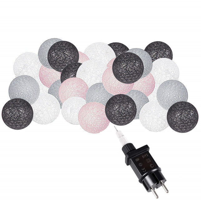 Fairy Lights | 10 m | 50 LED | Grijs/Roze/Wit/Zwart