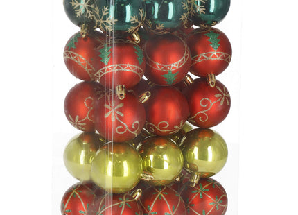 Kerstballen | 30 Stuks | 6 cm | Rood/Groen/Goud