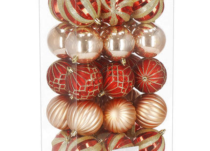 Kerstballen | 54 Stuks | 8 cm | Rood/Goud Rosé/Goud