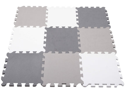 Speelmat | Speelmat Foam | Puzzelmat | Figuren | 9 Puzzelstukken | Grijs | 95.5 x 95.5 cm