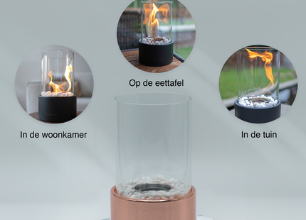 Bio Ethanol Sfeerhaard | Tafelhaard | Binnen & Buiten | Rond | Rose | Goud | ⌀ 15 CM