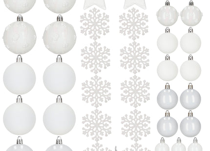 Kerstballen | 40 Stuks | 5/6/7/8/9/10 cm | Wit