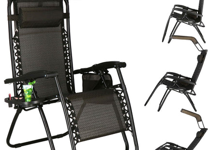 Tuinstoelen | Ligstoel | Opvouwbaar | Verstelbaar | Inclusief Hoofdsteun En Luifel | 2 Stuks | Bruin/Zwart